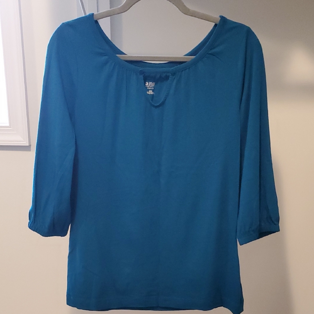 A.N.A A New Approach Women's 3/4 Sleeve Teal Top Sz Petite Medium